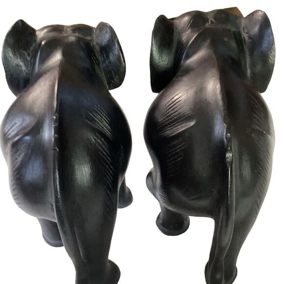 Hand Carved Desert Black Ebony Elephants Symbol Of Peace - No Tusks - Picture 9 of 11
